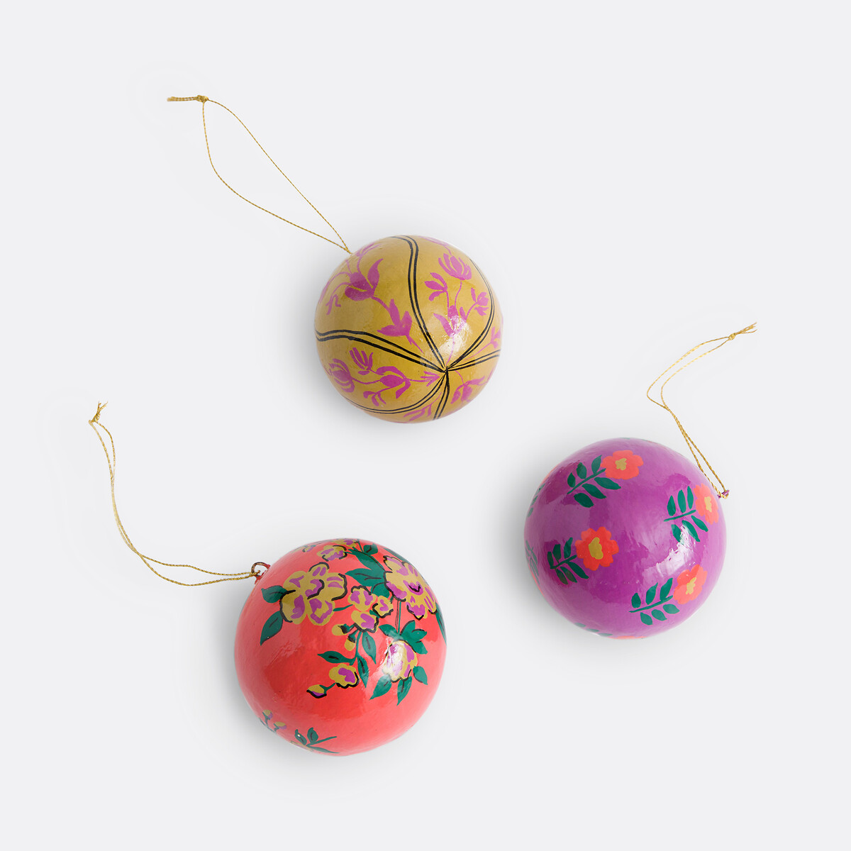 La Redoute Interieurs Set Of 3 Caspar Patterned Christmas Baubles Unisex Multi-Coloured