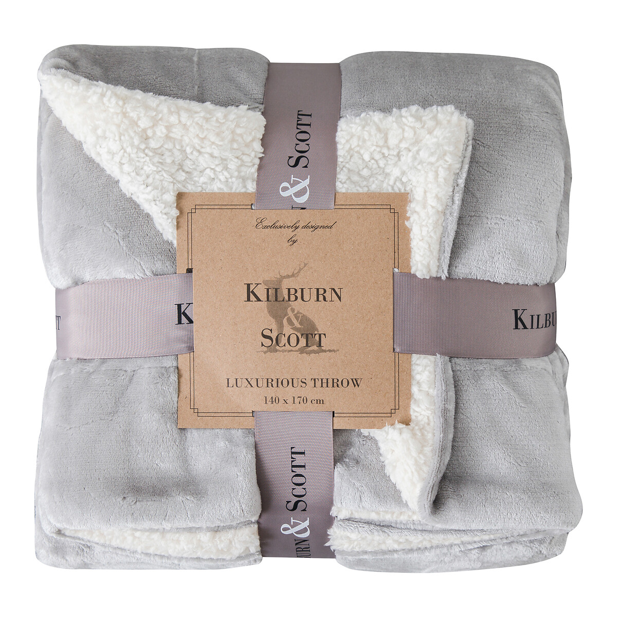 So'home Unisex Silver-Coloured Reversible Sherpa Throw