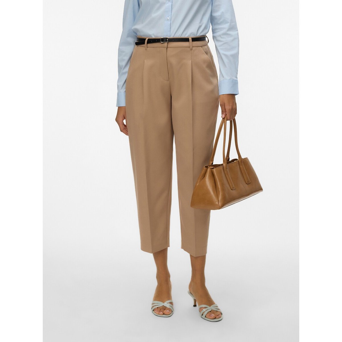 Vero Moda Belted Barrel Trousers Women's Beige Xs / L34