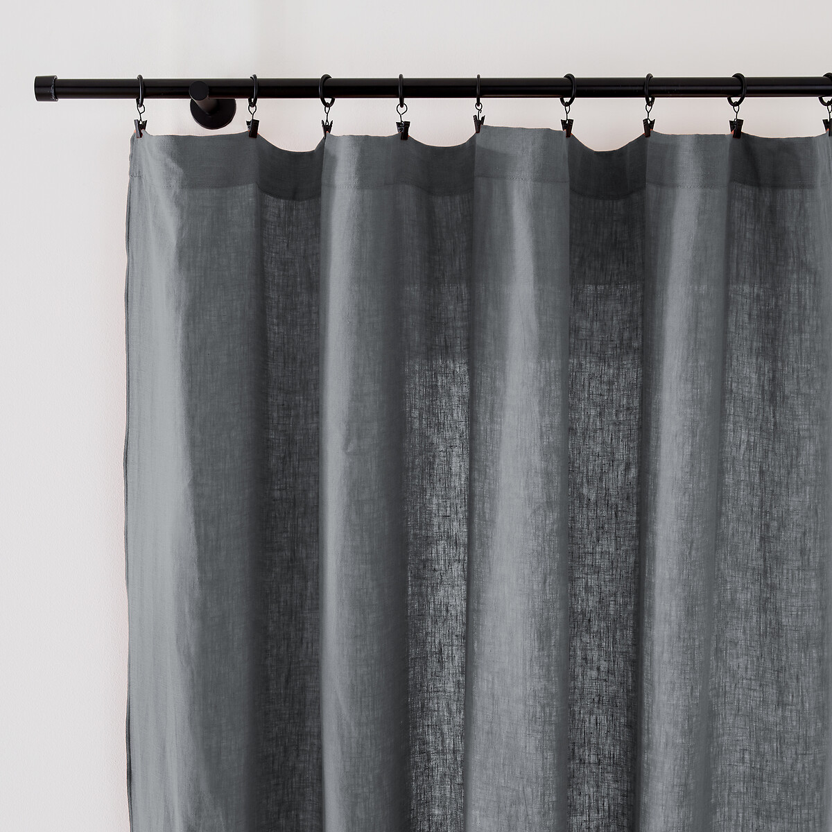 La Redoute Interieurs Onega Washed Linen Single Voile Panel Unisex Charcoal Size D350 X W135cm