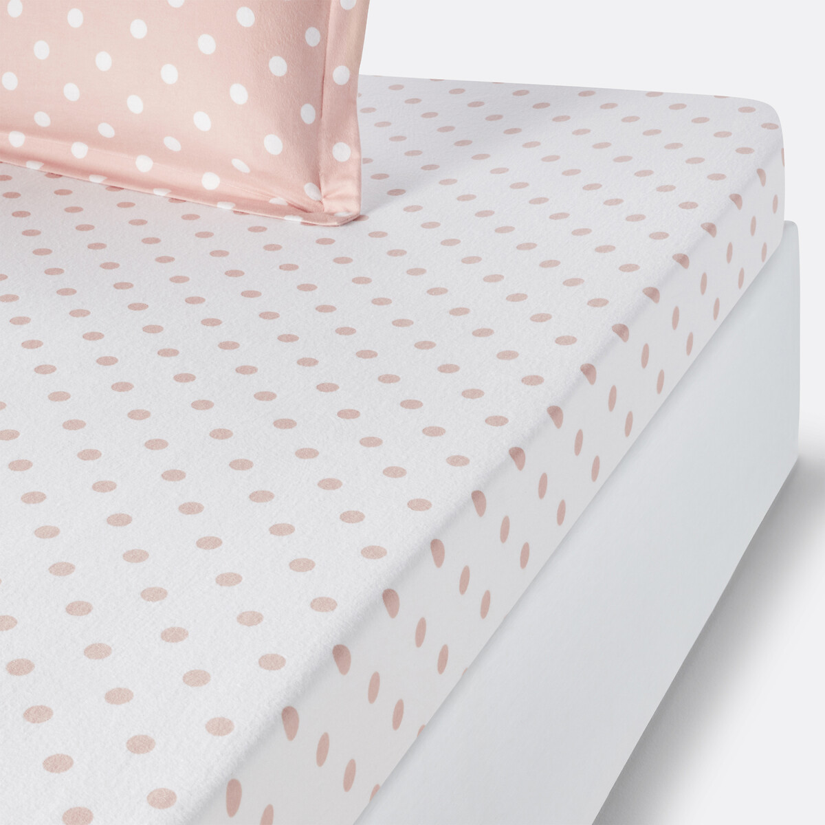 Sábana bajera de franela con estampado de lunares Clarisse. Talla Cama 140cm (140x190cm). Color