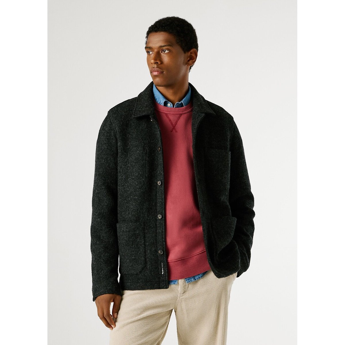 Pepe Jeans Patrick Wool Blend Jacket Men's Charcoal Grey Medium