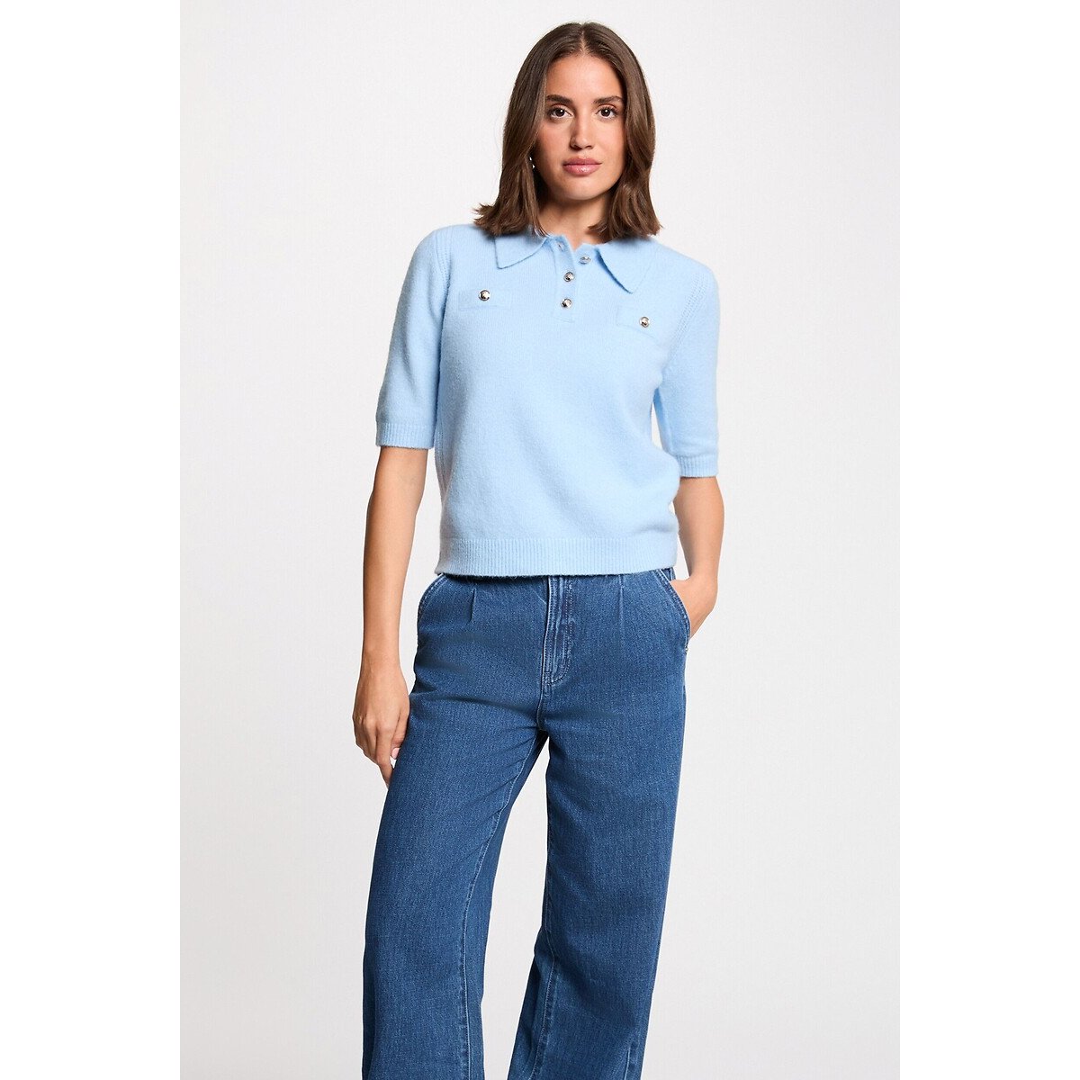 Morgan Short Sleeve Polo Jumper Women's Blue Extra Large