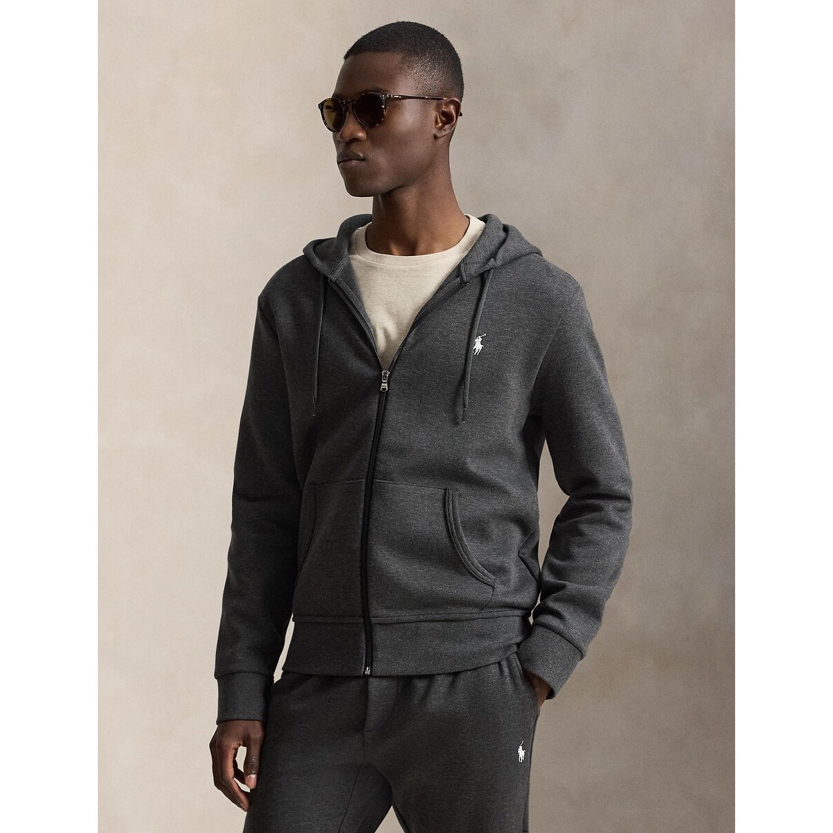 Dubbelgebreide hoodie met rits