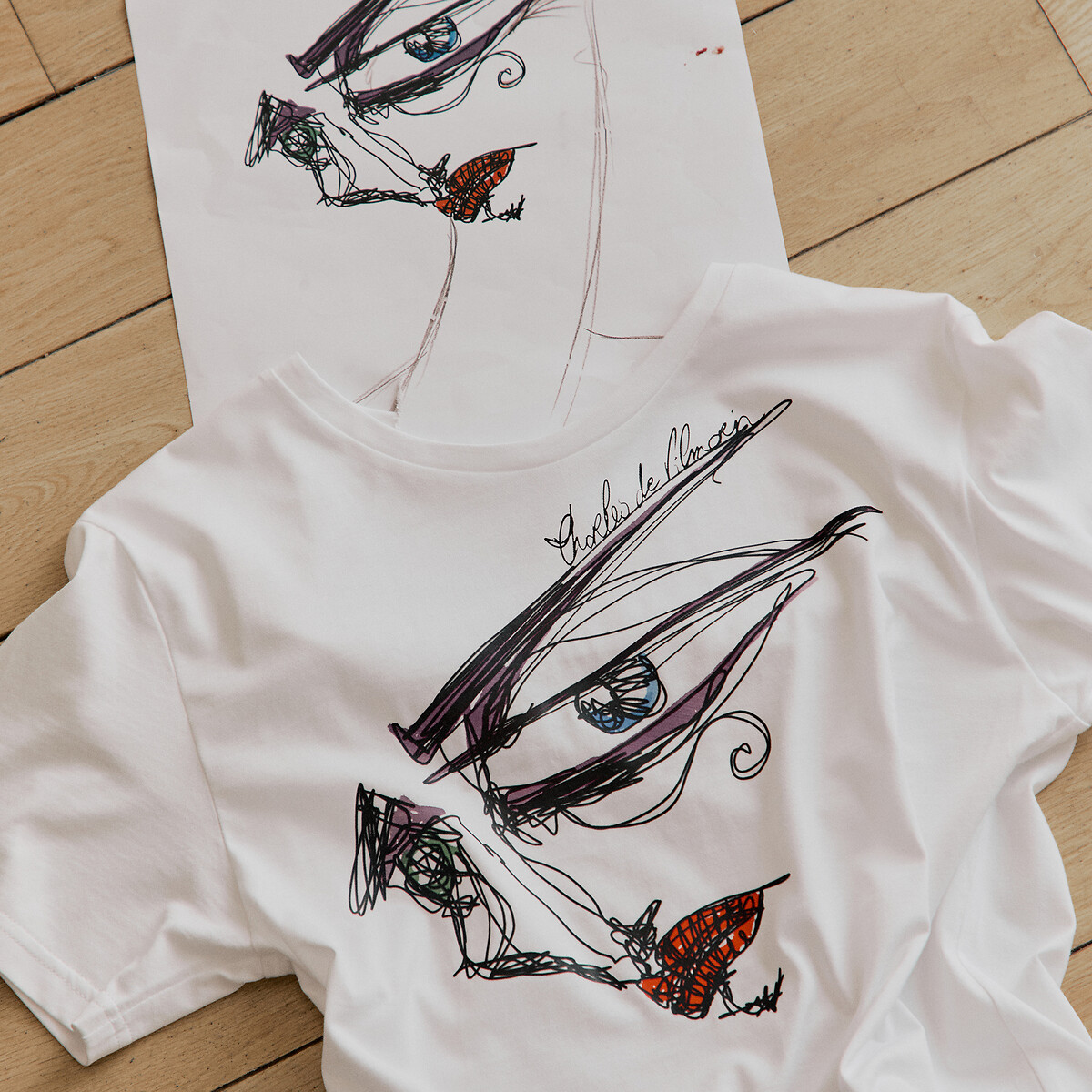 T-shirt, col rond, manches courtes, imprimé graphique