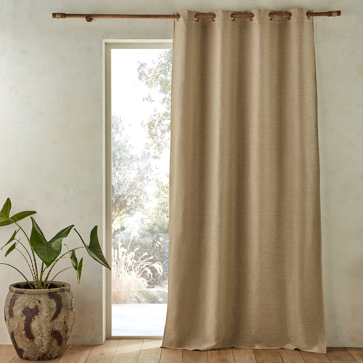 Am.pm Colin Linen Blackout Curtain With Eyelets Unisex Natural Size W140 X D220cm