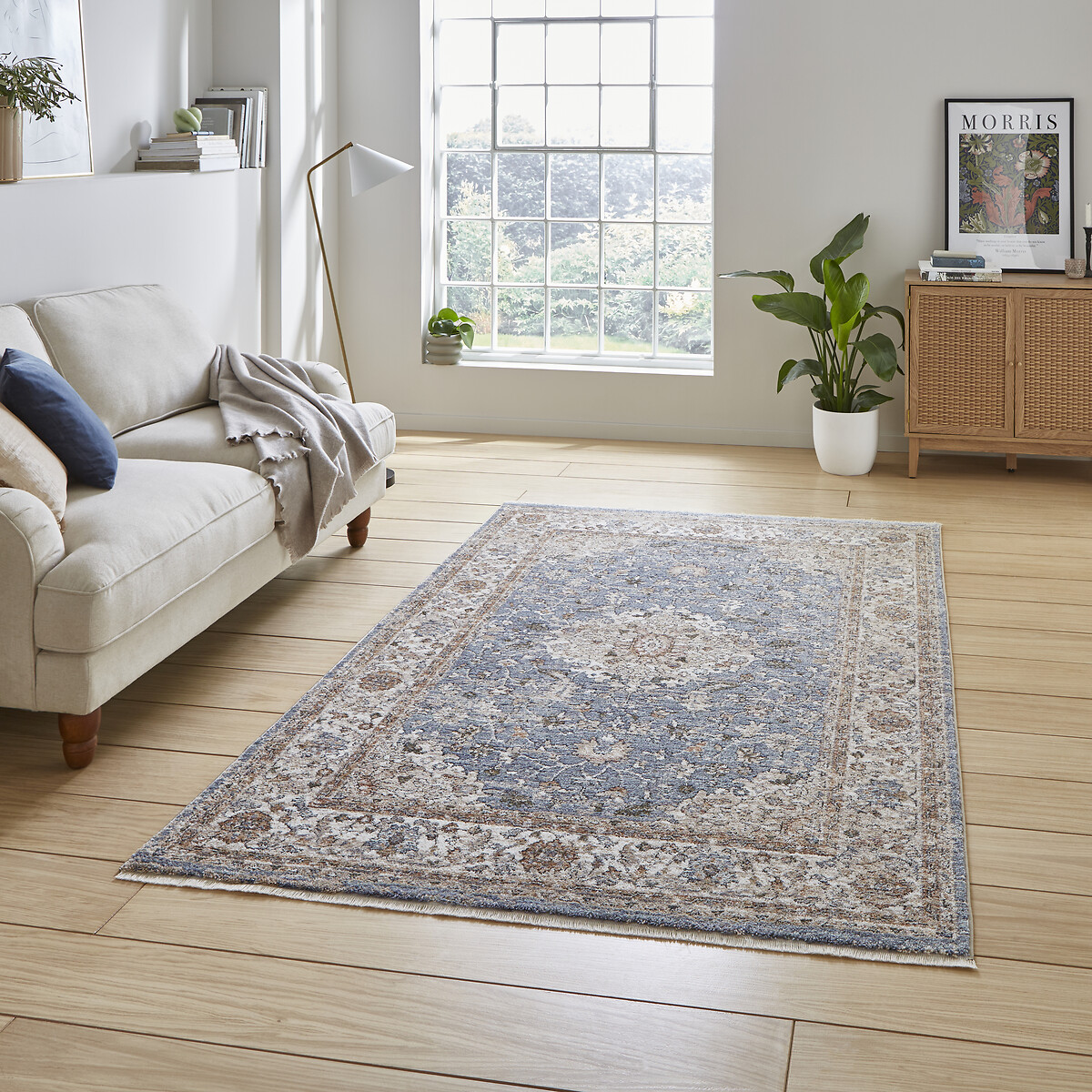 So'home Unisex Blue/Terracotta Vintage Border Faded Rug Medium