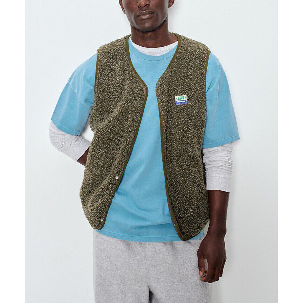 American Vintage Hoktown Short Straight Fit Sleeveless Jacket Men's Khaki Marl Extra Large