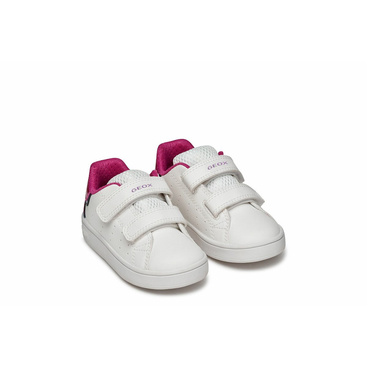 Geox White/Fuchsia Kids Eclyper Trainers With Touch 'N' Close Fastening Size 25