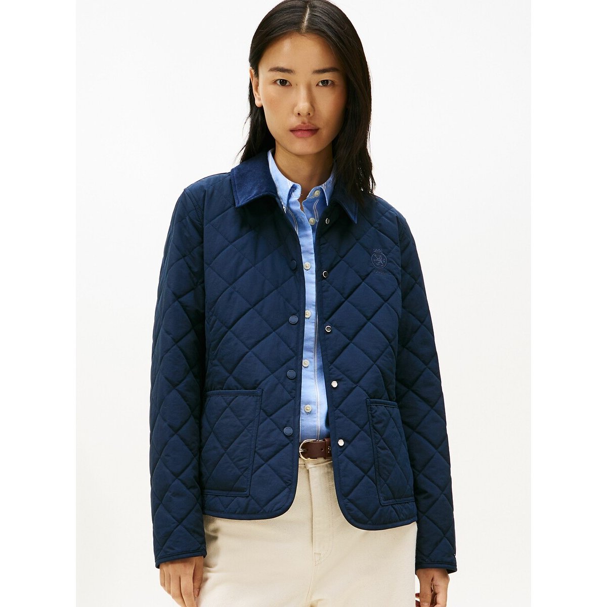 Tommy Hilfiger Women's Navy Straight Fit Quilted Jacket Size 14
