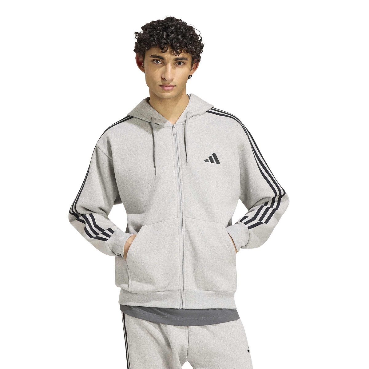 Adidas Sportswear Essentials Zip-Up Hoodie Men's Grey Marl Xxl