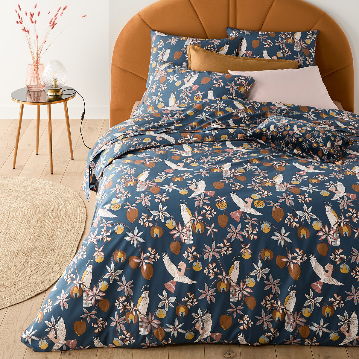 La Redoute Interieurs Letti Cotton Percale Duvet Cover Unisex Print/Blue Background Superking (260X240cm)