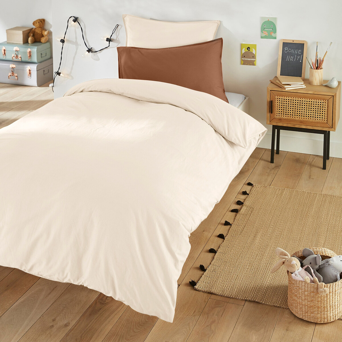 La Redoute Interieurs Scenario 100% Washed Cotton Duvet Cover Unisex Chalk Double (200X200cm)