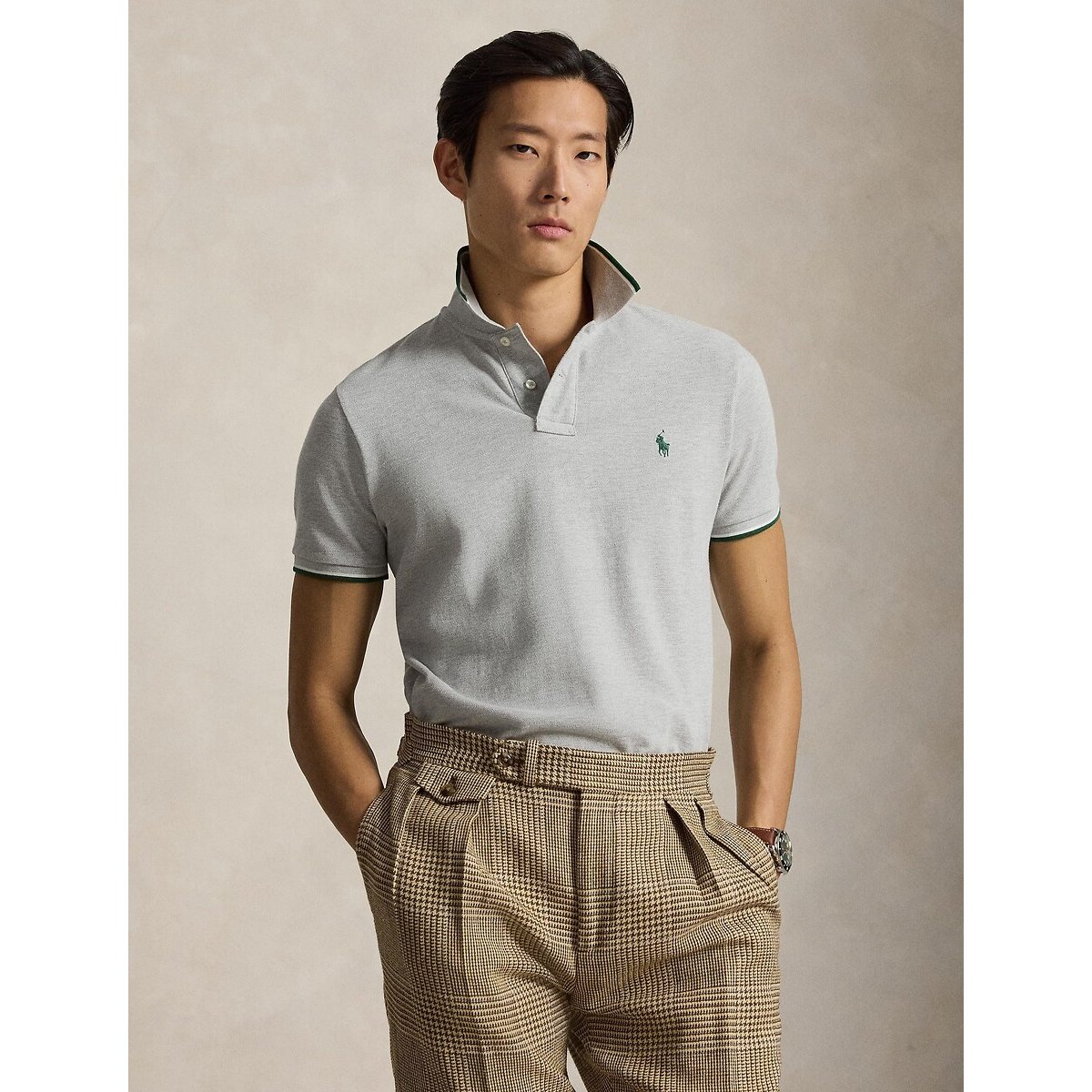 Polo droit custom fit en maille piquée
