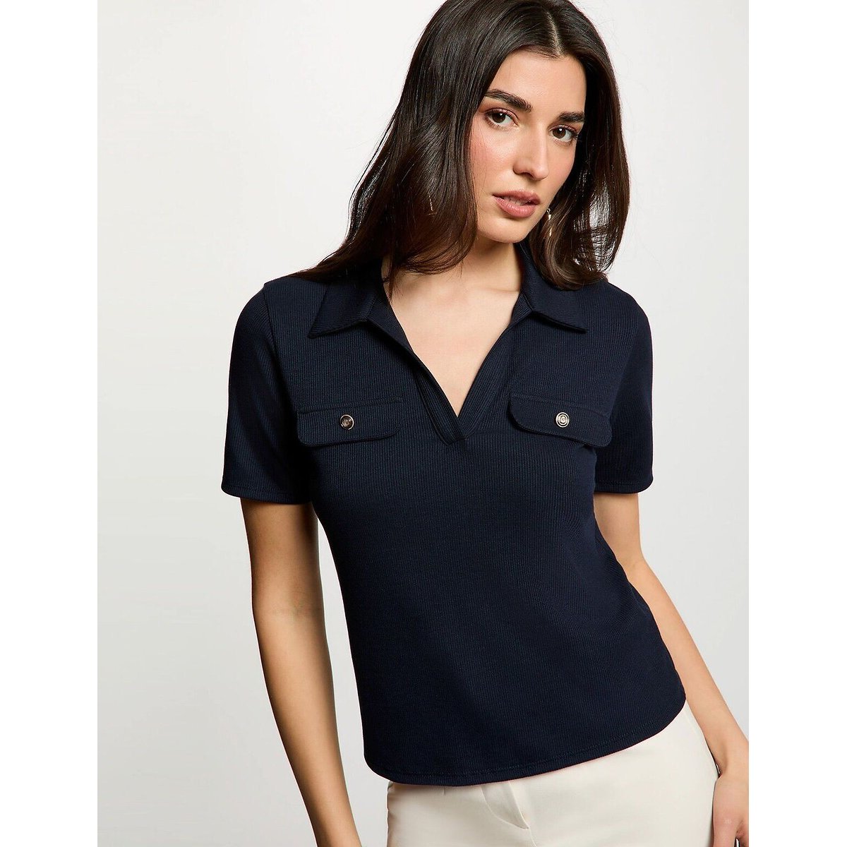 Morgan Short Sleeve Polo Shirt Women's Navy Blue Small