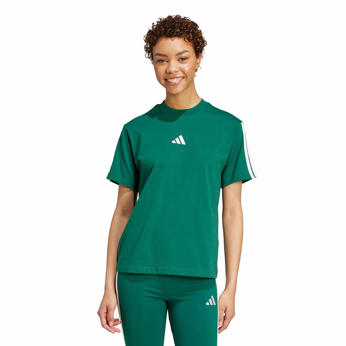 Adidas Sportswear Essentials 3-Stripes T-Shirt In Slim Fit Women's Green Extra Small