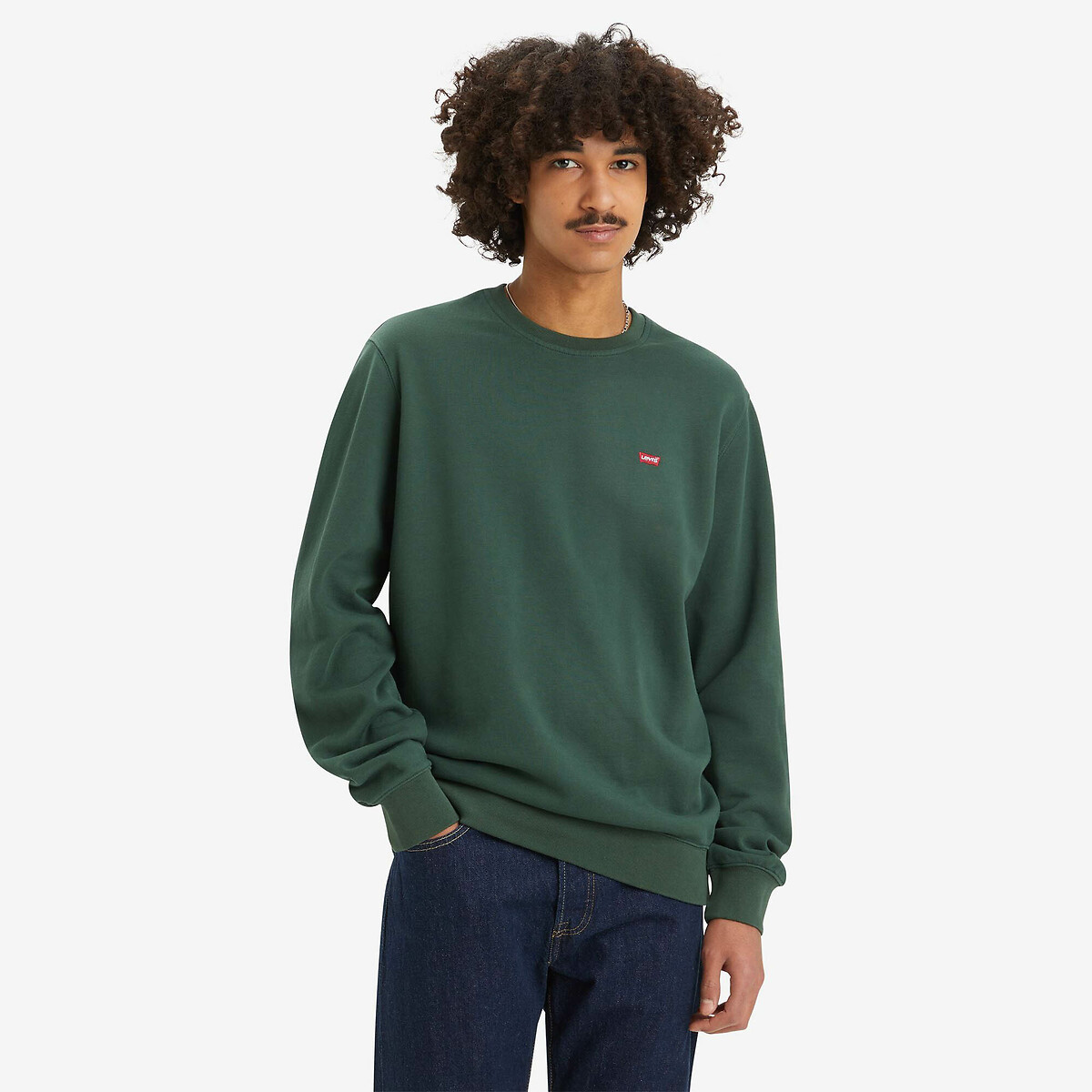 Levi's Men's Dark Green Chesthit Logo Sweatshirt With Crew Neck Medium