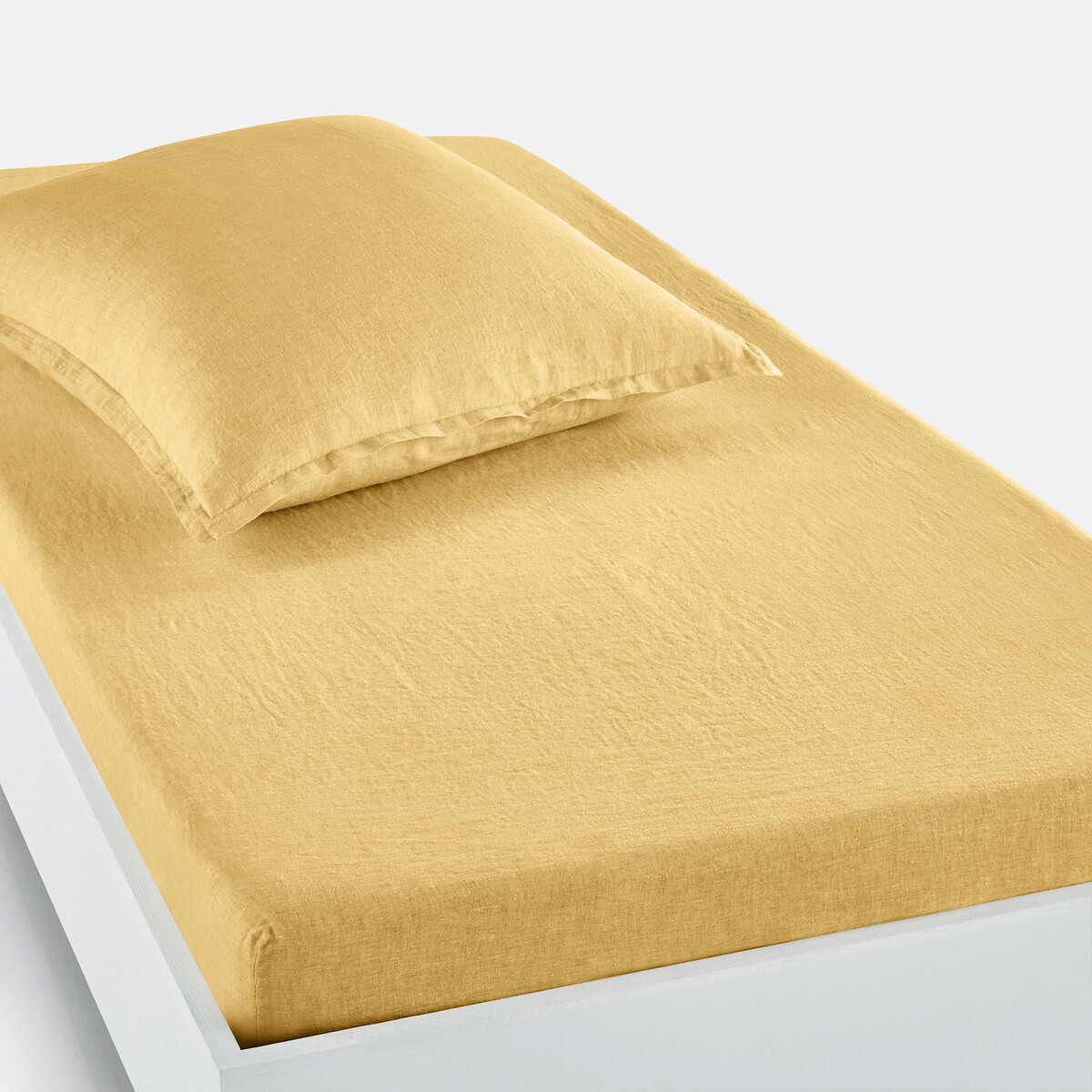 La Redoute Interieurs Linot 30Cm High Washed Linen Child's Fitted Sheet Unisex Chamomile Single (90X190cm)