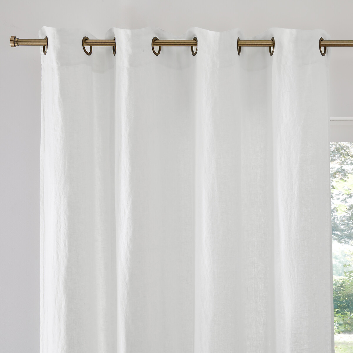 La Redoute Interieurs Elba Linen Curtain With Eyelets Unisex White Size D250 X W140cm