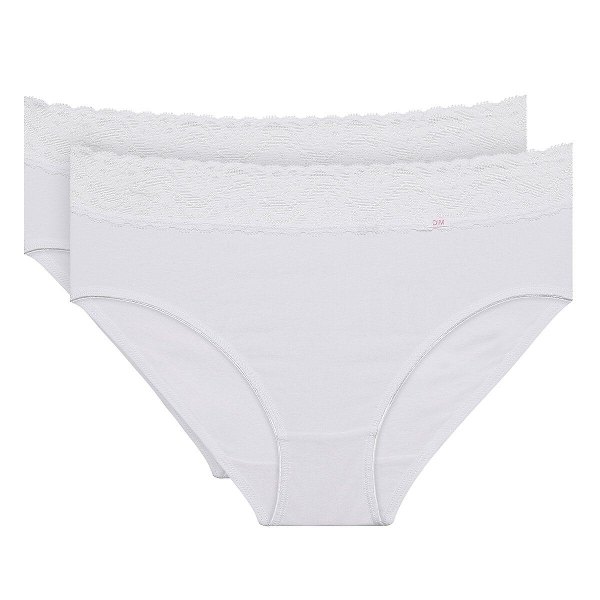 Dim Pack Of 2 Feminine Knickers In Stretch Cotton Women's White/White 16/18