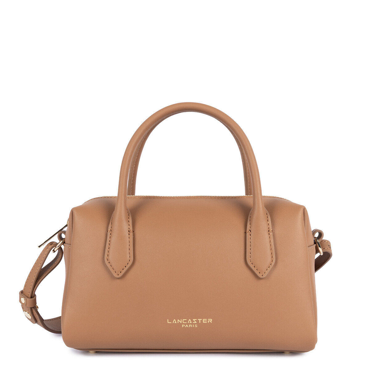 Lancaster Donna Cube Zip-Up Leather Shoulder Bag Women's Mocha