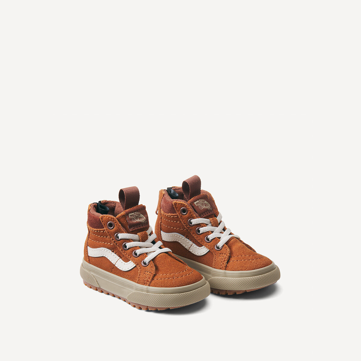 Vans Brown/Beige Kids' Mte Sk8-Hi Zip High Top Trainers In Suede Size 22
