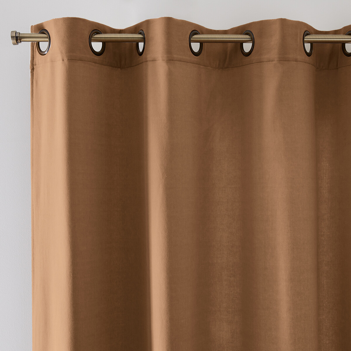 La Redoute Interieurs Velvet Eyelet Curtain Unisex Tobacco Size D220 X  W135cm