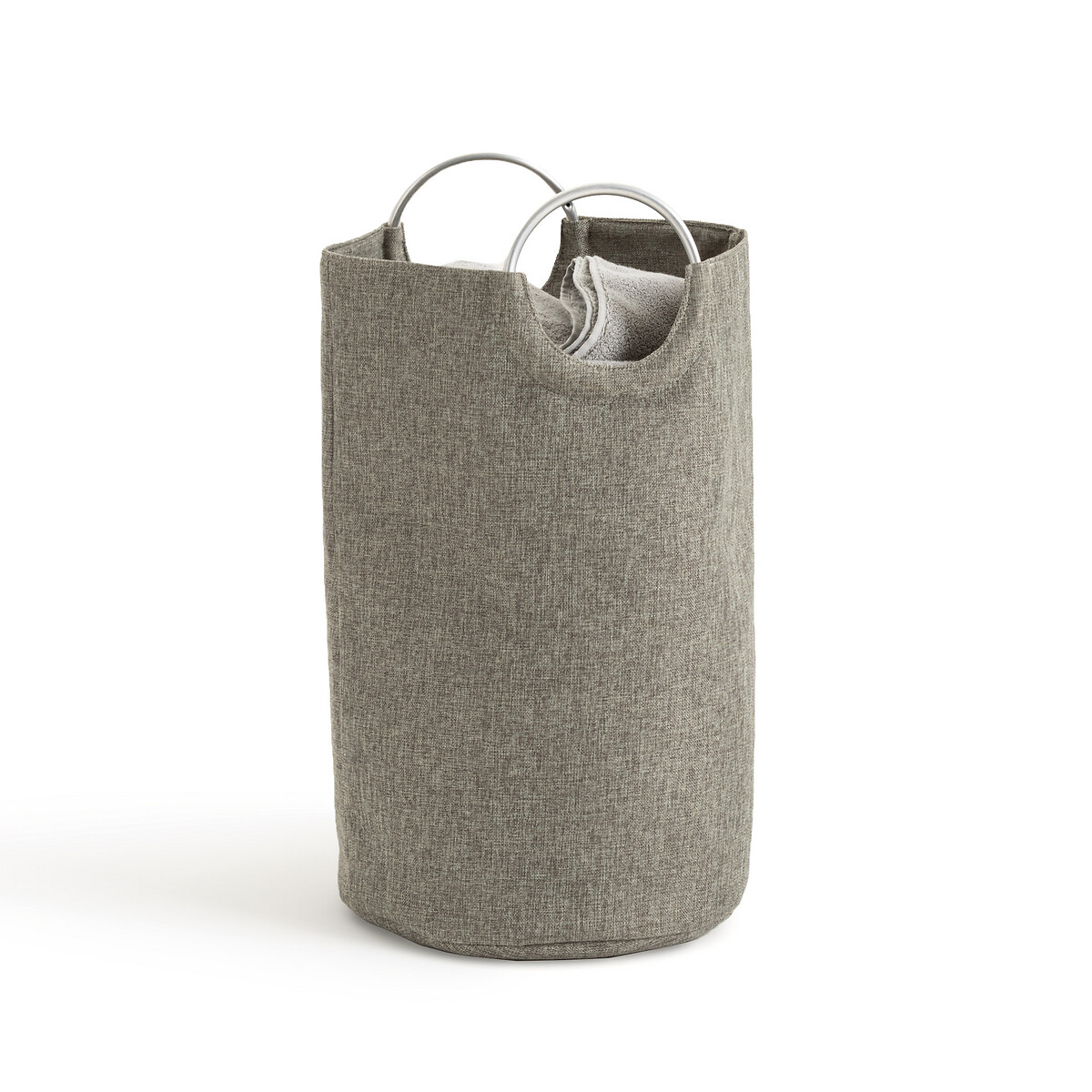 Am.pm Unisex Pearl Grey Louison Fabric Laundry Basket