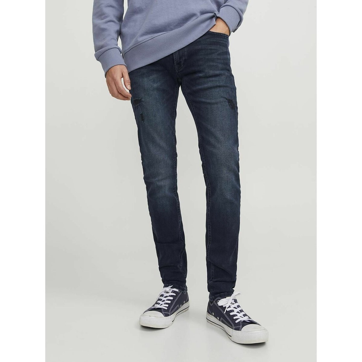 Jack & Jones Liam Skinny Jeans In Mid Rise Men's Mid Blue W29 L34