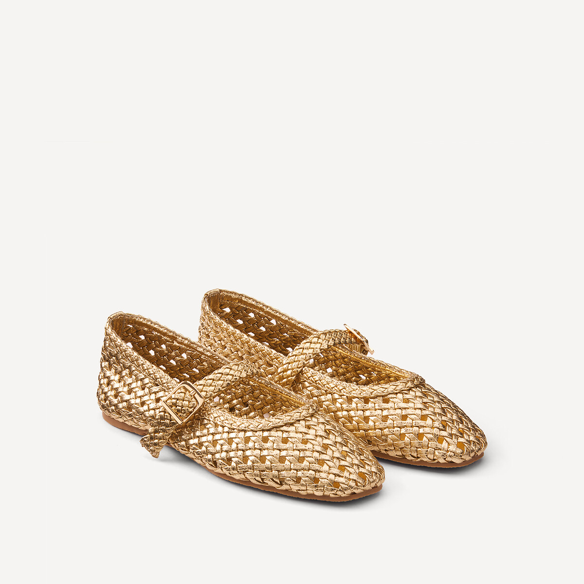 La Redoute Collections Braided Mary Jane Ballet Pumps Gold-Coloured Size 31 Kids