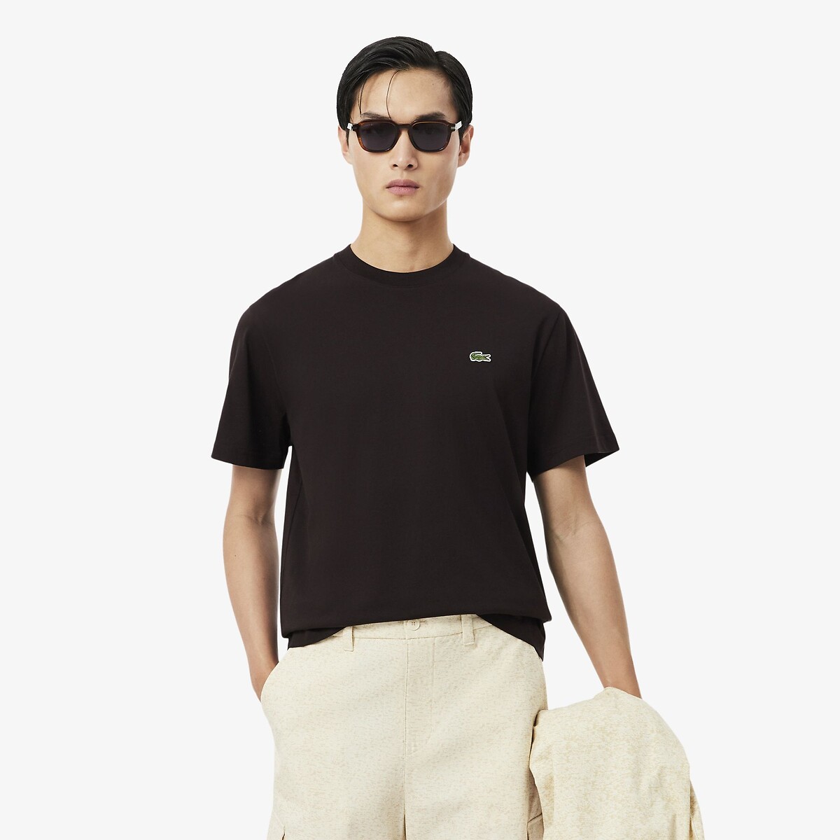 Lacoste Jersey Crew Neck T-Shirt Men's Brown Medium