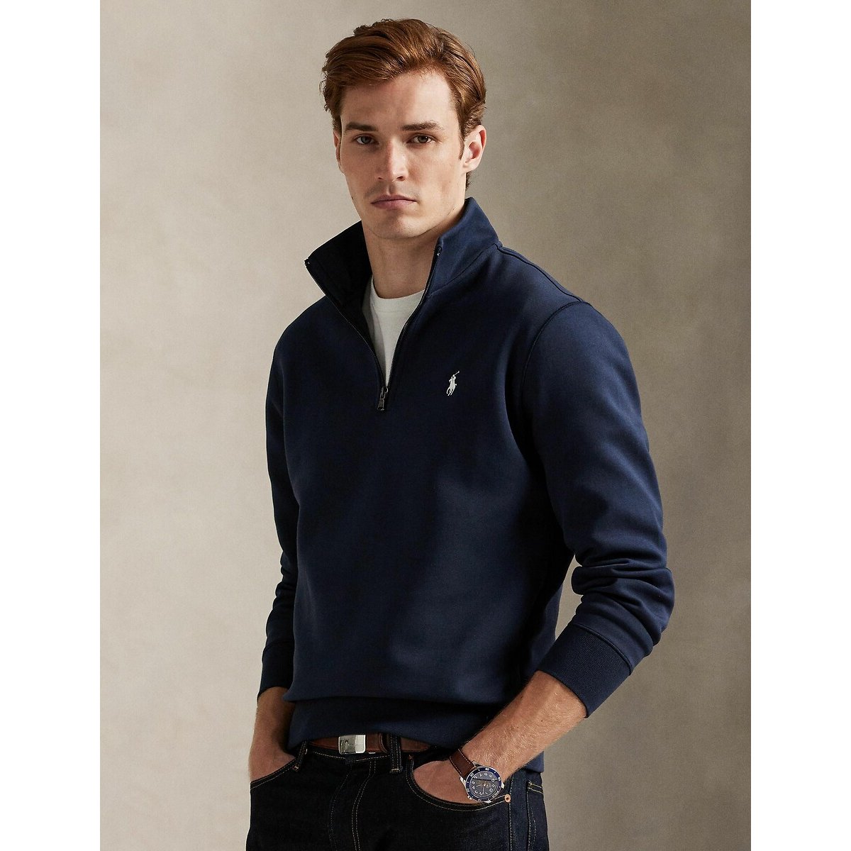 Sweat quart de zip en double knit tech