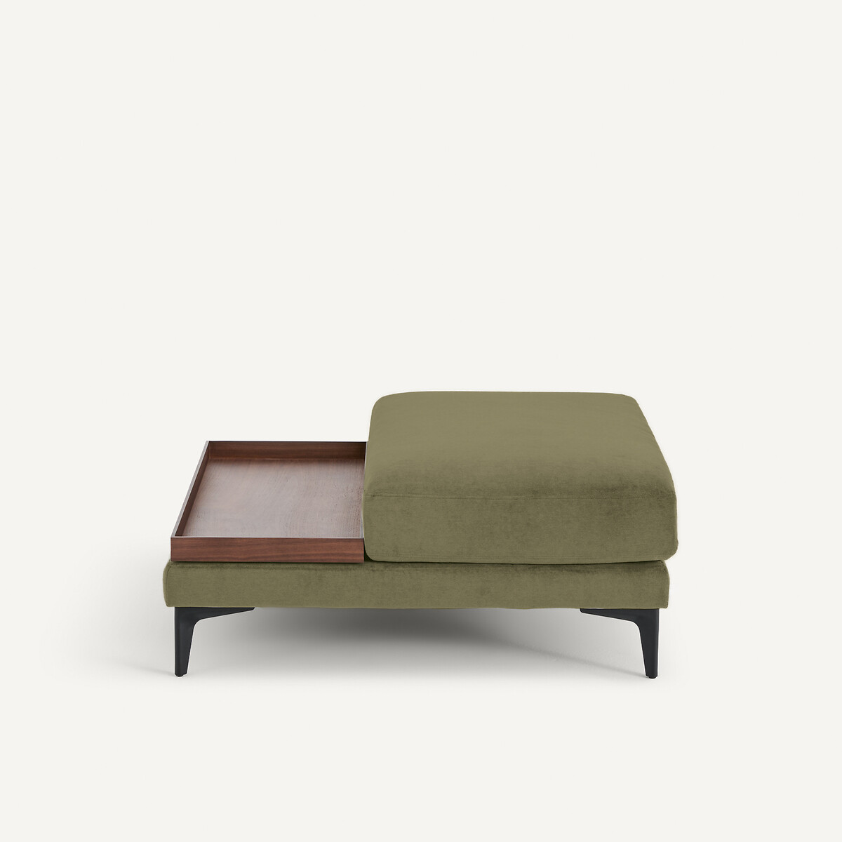 EMMANUEL GALLINA X AM.PM Voetensteun met dienblad, in stonewashed fluweel, MODERNISTE, ontwerp Emmanuel Gallina
