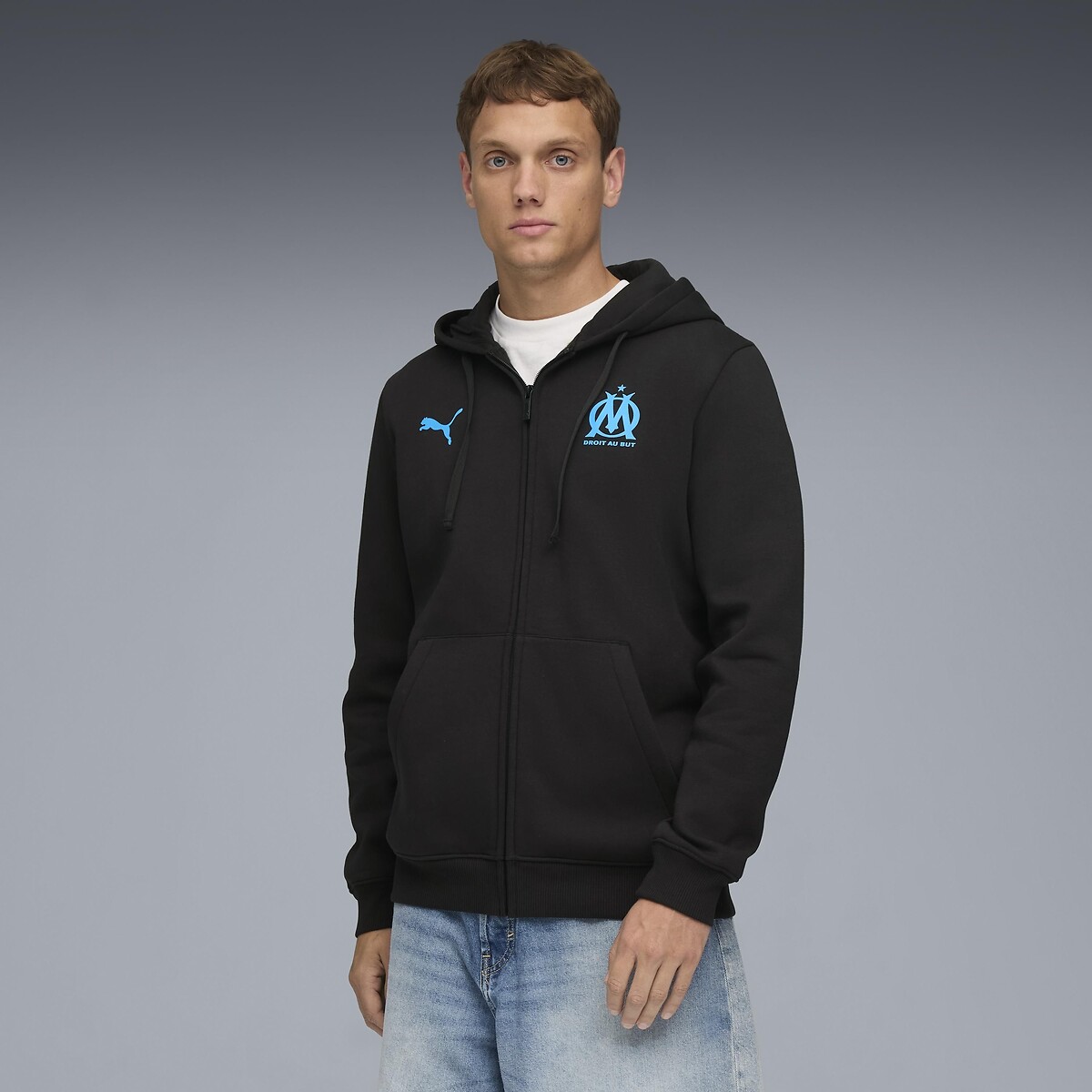 Puma Olympique De Marseille Football Hoodie Men's Black Large