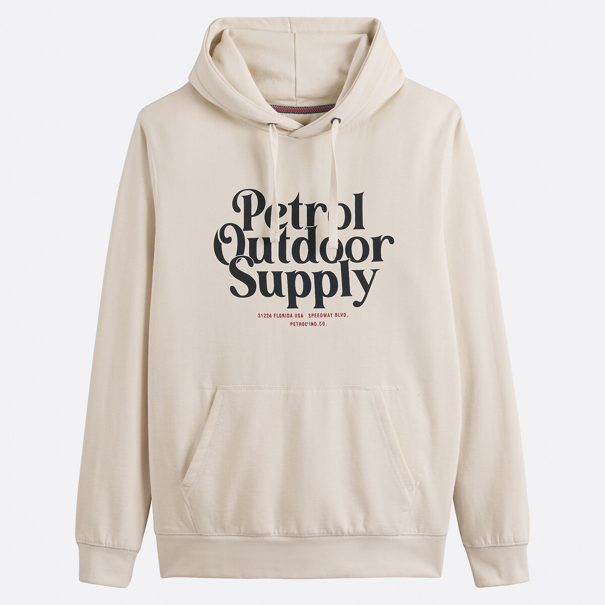Petrol Industries Logo Print Hoodie Men's Ecru Large