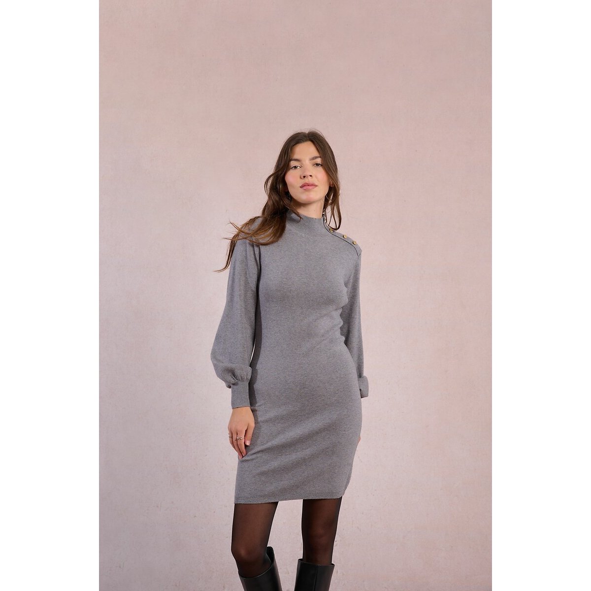 Robe pull en maille à manches ballons