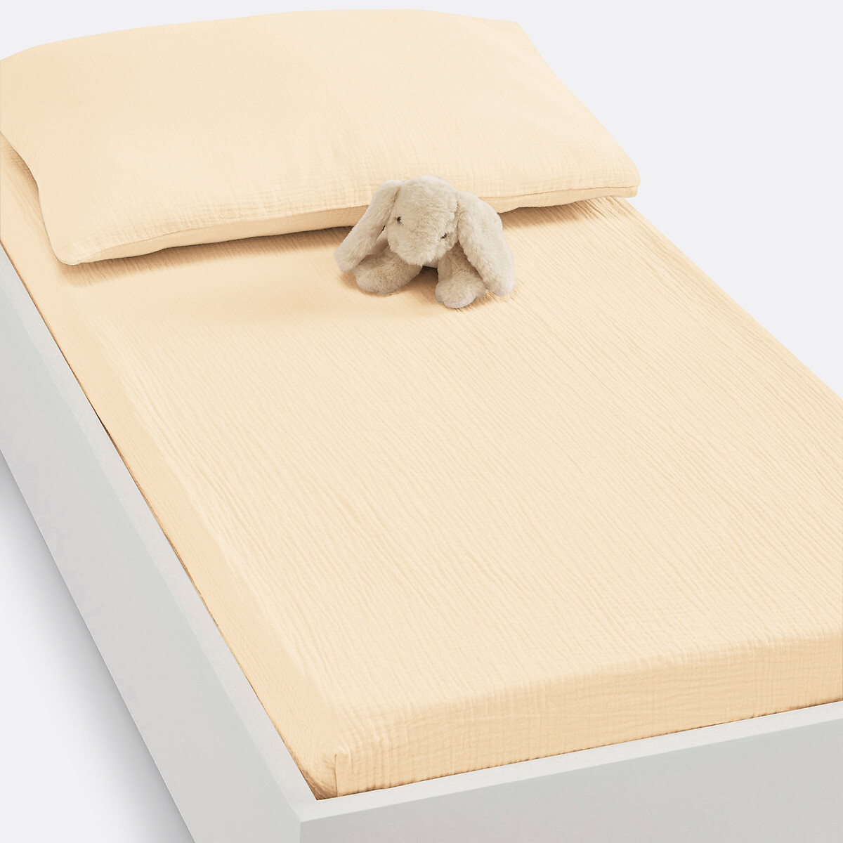 La Redoute Interieurs Fitted Sheet For Cot In Plain Cotton Muslin, Kumla Vanilla Medium Infant
