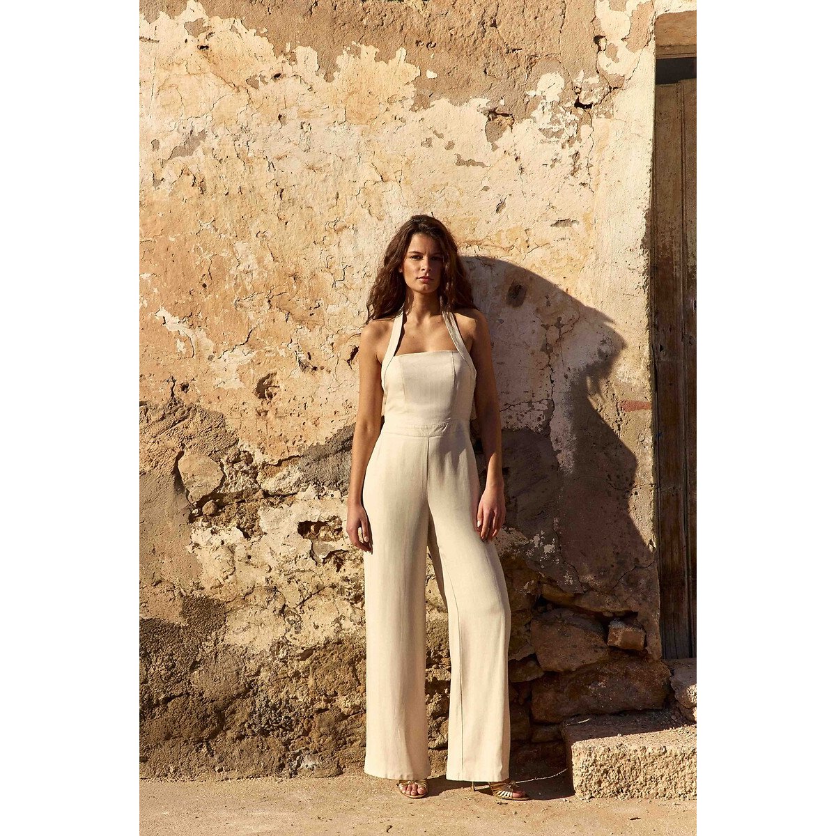 La Petite Etoile Mono pantalón con tirantes, LIVIE. Talla 3(L). Color Beige