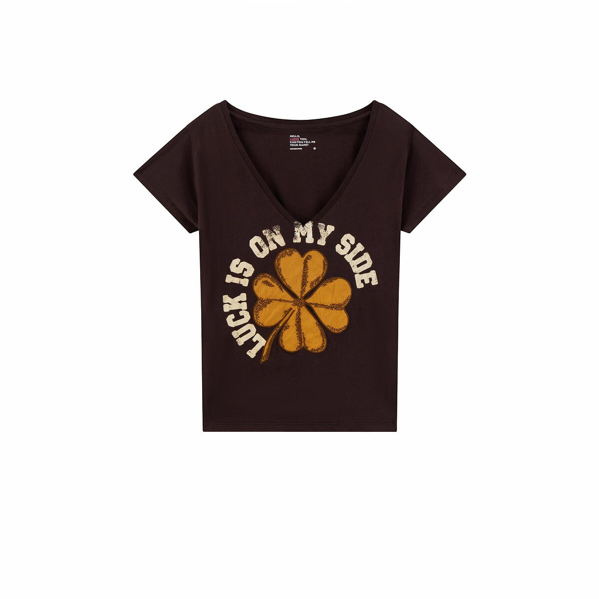 T-shirt com decote em V e mensagem, TONTON, Leon & Harper