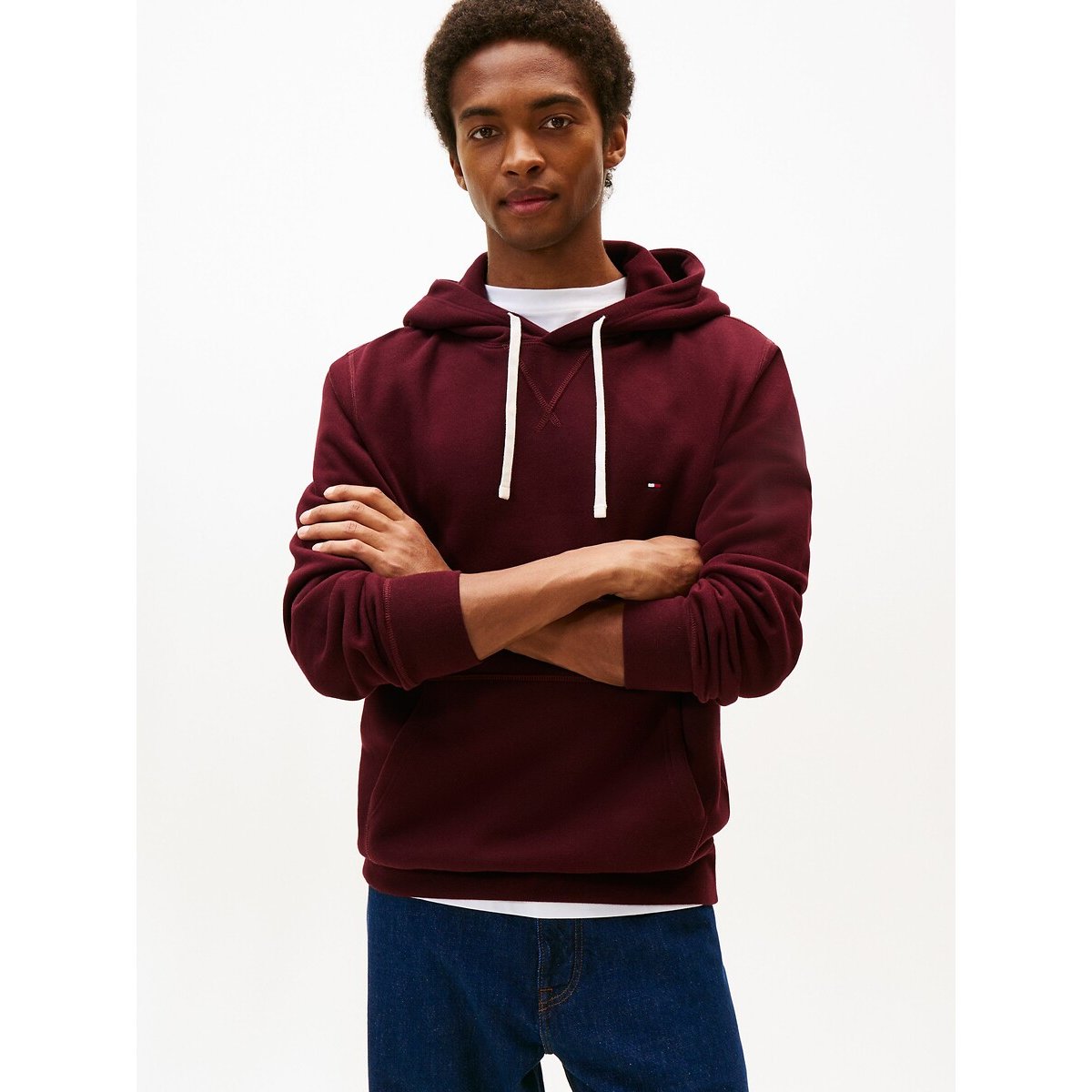 Tommy Hilfiger Fleece Hoodie With Embroidered Flag Men's Burgundy Xxl