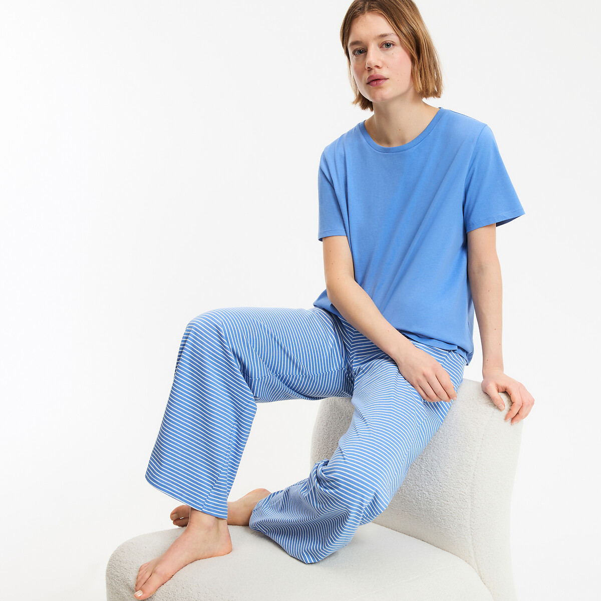 La Redoute Collections Printed Jersey Pyjamas Women's Blue Striped Xxl