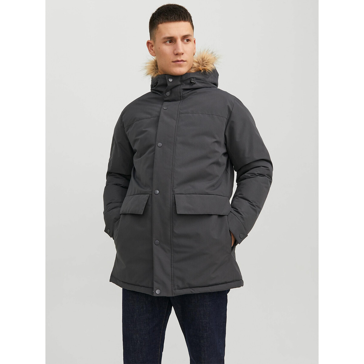 JACK&JONES Parka met kap afgeboord met imitatiebont Jjchamp