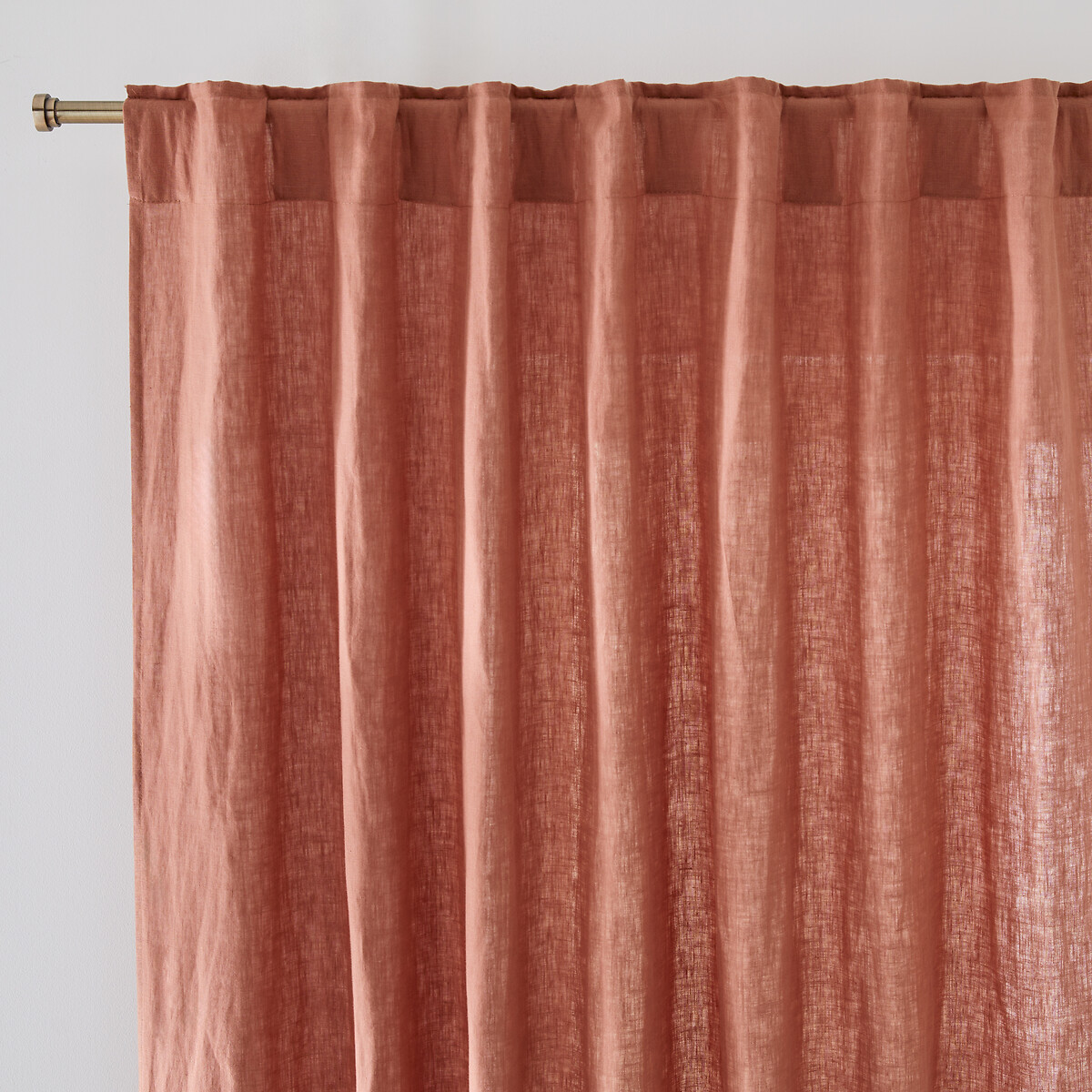 La Redoute Interieurs Onega Concealed Tab Top Curtain In Washed Linen Unisex Sienna Size D260 X W135cm