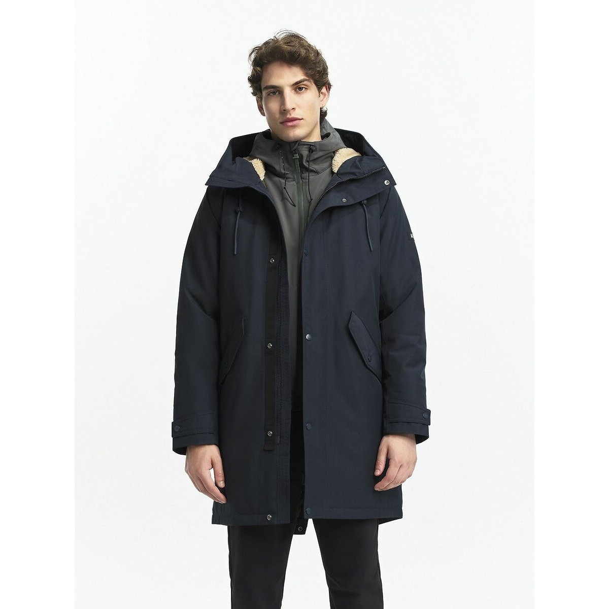 Aigle Parka Lungo Foderato In Sherpa Mocopi Blu Uomo Taglie XXL