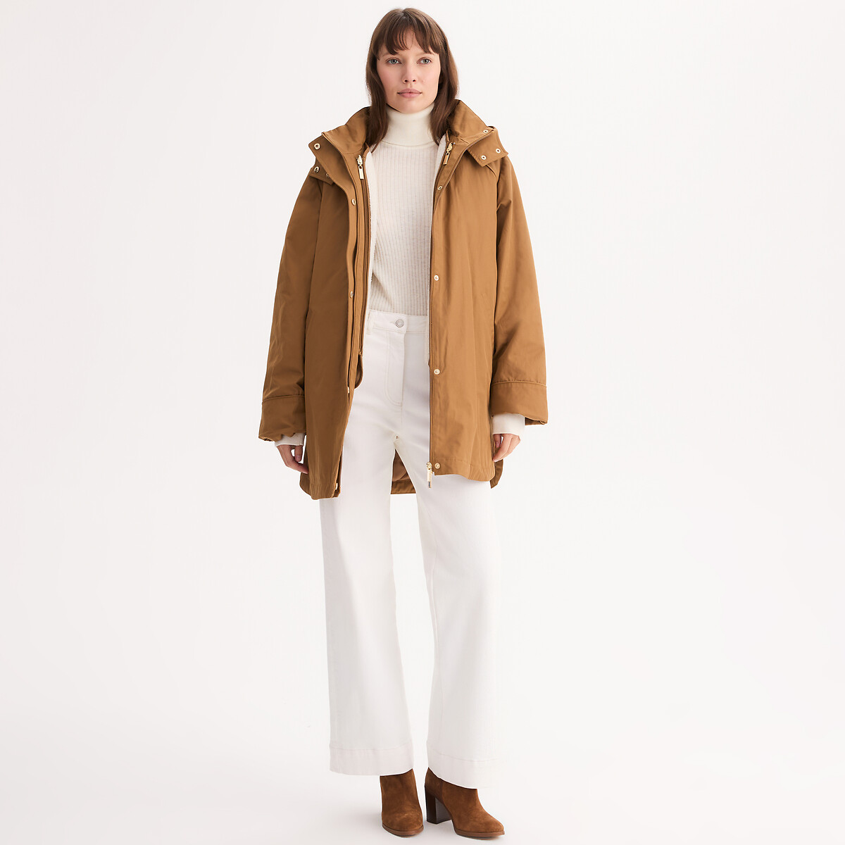 Parka 4 en 1 de largo medio con chaleco desmontable Mujer Talla L. Color Marron