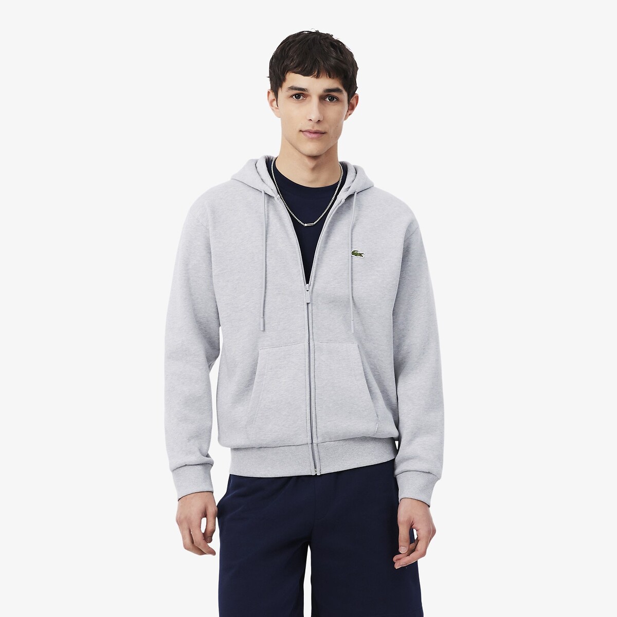 Lacoste Zip-Up Fleece Hoodie Men's Grey Medium