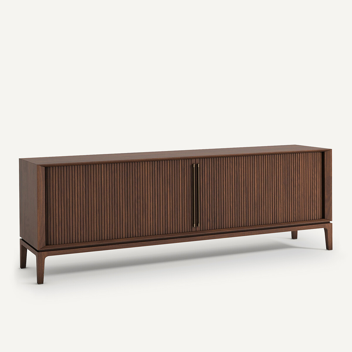 Buffet enfilade noyer, plaqué et cuir Liamca