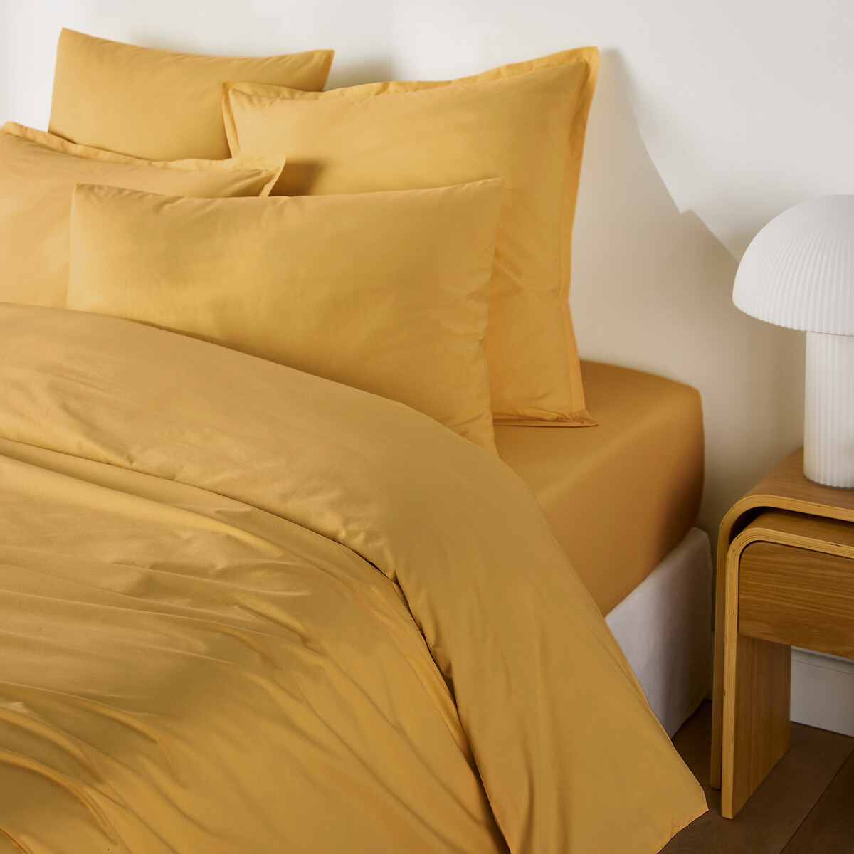 La Redoute Interieurs Scenario Cotton Percale 200 Thread Count Zip-Up Duvet Cover Unisex Ochre Single (140X200cm)