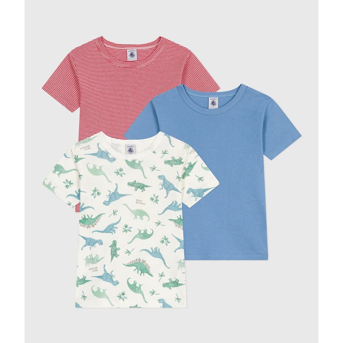 PETIT BATEAU Set van 3 T-shirts in katoen met korte mouwen
