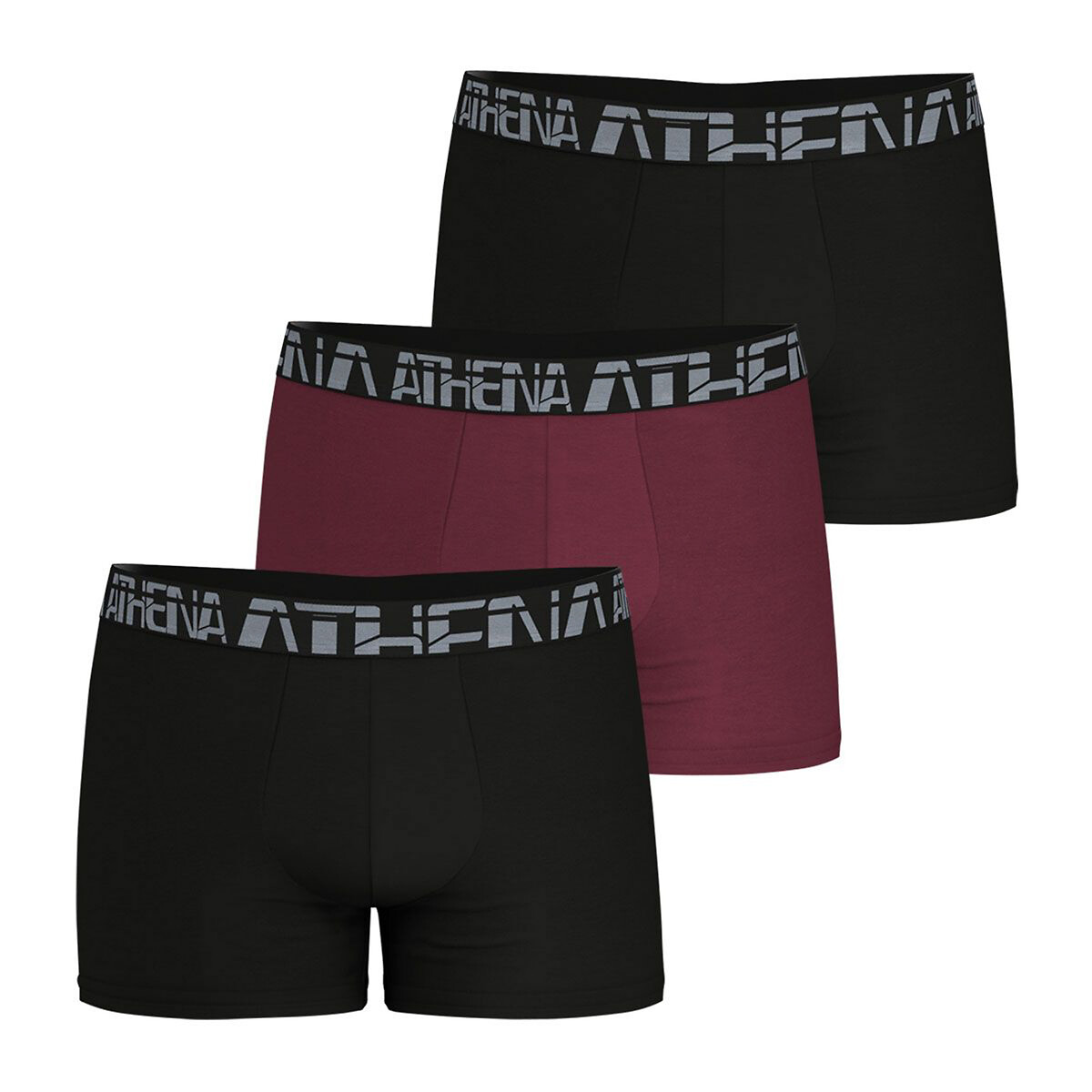 Athena Pack Of 3 Hipsters With A Second Skin Feel Men's Black+Burgundy+Black Xxl